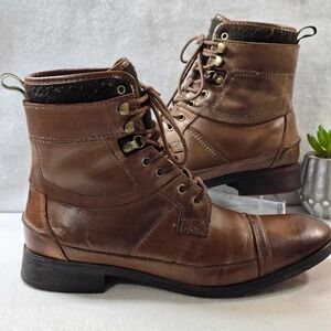 ZARA MAN‎ Leather Lace Up Ankle Boots Brown Cap Toe Size 10/ 43 EU